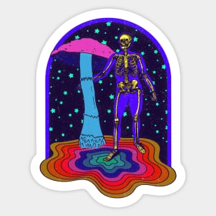 Psychedelic Skeleton with Mushroom Tie Dye Sticker